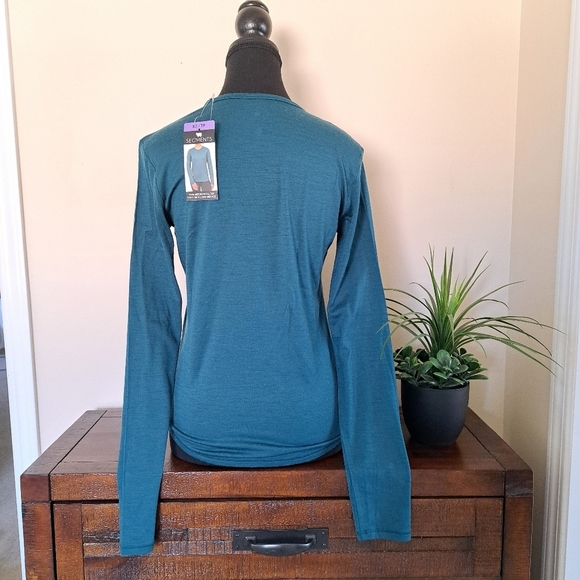 Segments Merino Wool Long Sleeved Top Women's XS Tee Dark Teal Soft T-shirt NWT - Picture 6 of 10